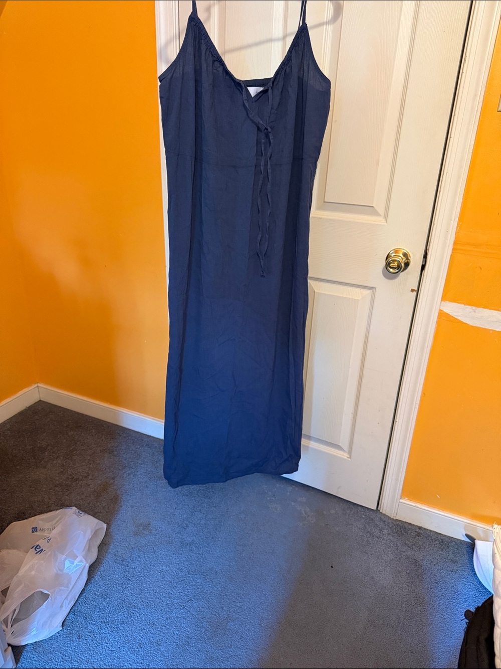 Old Navy Navy Blue Maxi Slip Dress with Spaghetti Straps
